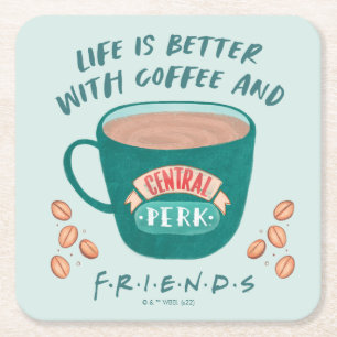 Mit Kaffee und FRIENDS™ ist das Leben besser Rechteckiger Pappuntersetzer