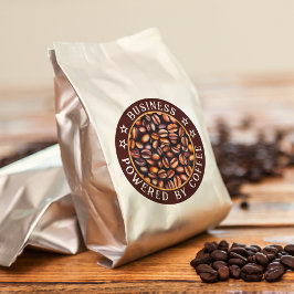 Mit Kaffee versorgt, geben Sie Ihren Firmennamen e Runder Aufkleber