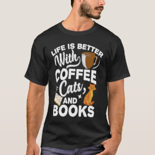 mit Kaffeekatzen und Büchern Barista Espresso T-Shirt