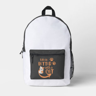 Mit Katze ist das Leben besser Bedruckter Rucksack
