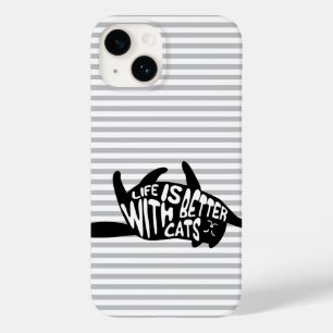 Mit Katzen ist das Leben besser   Fun Typografie Case-Mate iPhone Hülle