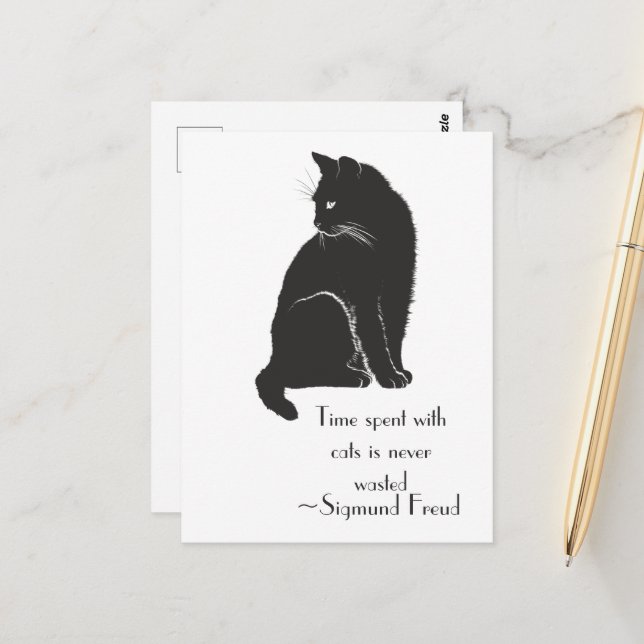 Mit Katzen verbrauchte Zeit ist nie verschwendet k Postkarte (Vorderseite/Rückseite Beispiel)