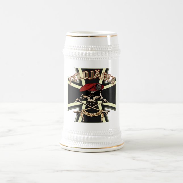 MIT Kruez Stein Deutsch Feldjager Bierglas (Mittel)
