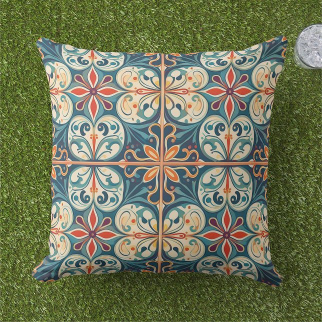 Mit Kultur geschaffen: Azulejo Designs Kissen (Gras)