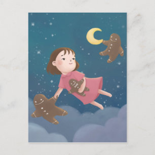 Mit Lebkuchengebäck fliegen Traum Postkarte