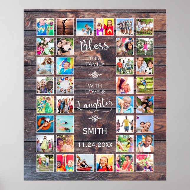 Mit Liebe 32 Foto Collage segne diese Familie Poster (Vorne)