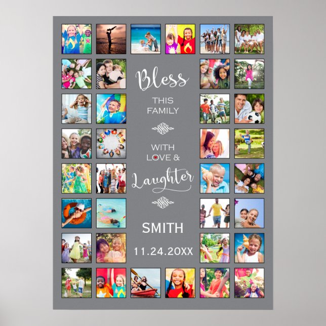Mit Liebe 32 Foto Collage segne diese Familie Poster (Vorne)