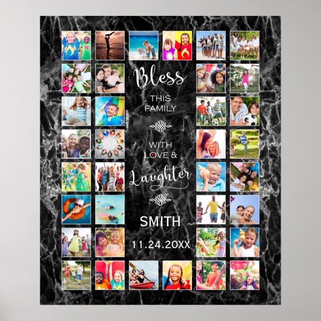 Mit Liebe 32 Foto Collage segne diese Familie Poster (Vorne)