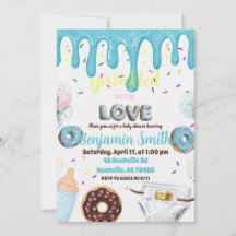 Mit Liebe bestreute Babyparty-Einladung | Donut