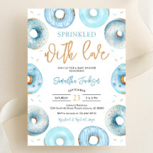 Mit Liebe bestreute blaue Donuts Baby Shower