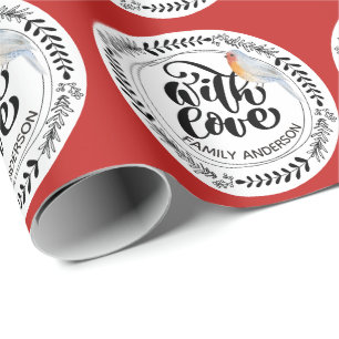 MIT LIEBE Festivals Winter Robin Personalisiert Geschenkpapier