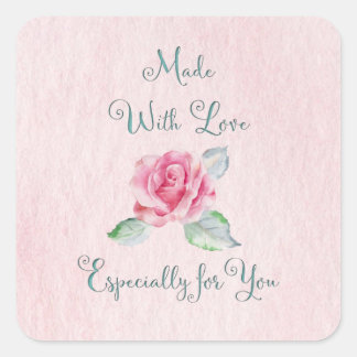 Mit Liebe für Ihre Rose versehen Quadratischer Aufkleber