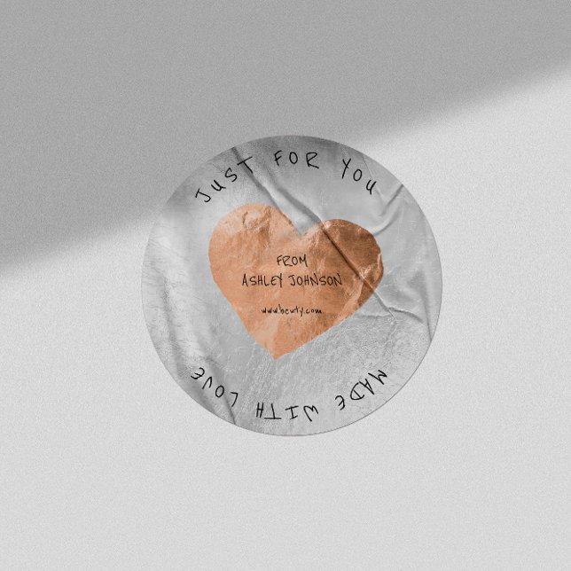 Mit Liebe für Ihren Namen Rosa Rose Gold Silver Runder Aufkleber (Von Creator hochgeladen)