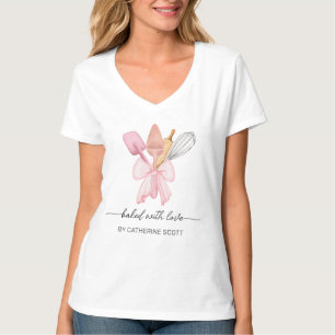 Mit Liebe gebacken Wasserfarbe Backutensilien rosa T-Shirt