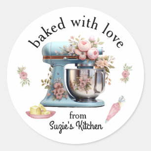 Mit Liebe gebackene Blumen für Standmixer Runder Aufkleber