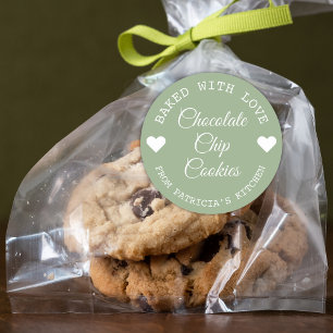 Mit Liebe Gebackene Choco-Kekse Grün Und Weiß Runder Aufkleber