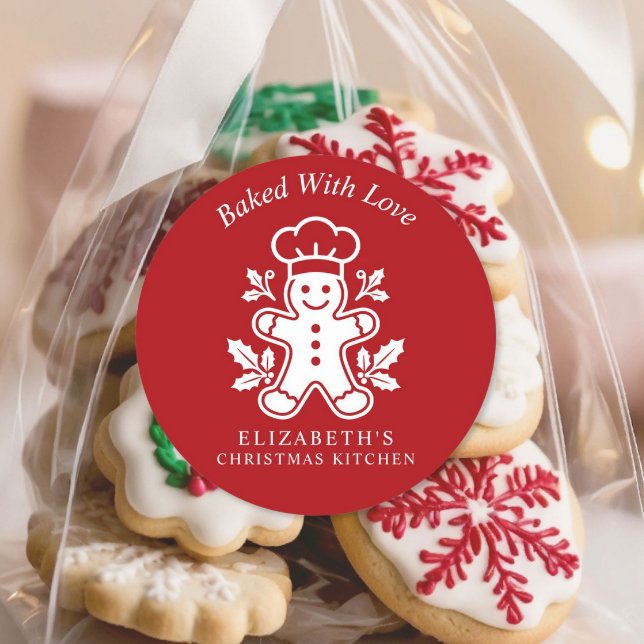 Mit Liebe Gebackene Weihnachtsküche Runder Aufkleber (Baked With Love Christmas Kitchen Classic Round Sticker
)