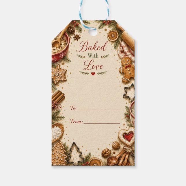Mit Liebe Gebackenes Weihnachtsgeschenk-Anhänger Geschenkanhänger (Vorderseite)