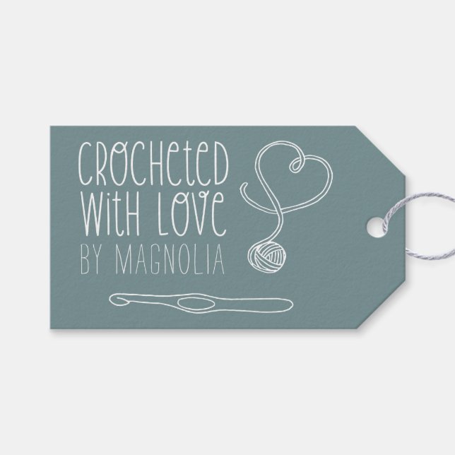 Mit Liebe gehäkelt Handmade  Geschenkanhänger (Vorderseite (Horizontal))