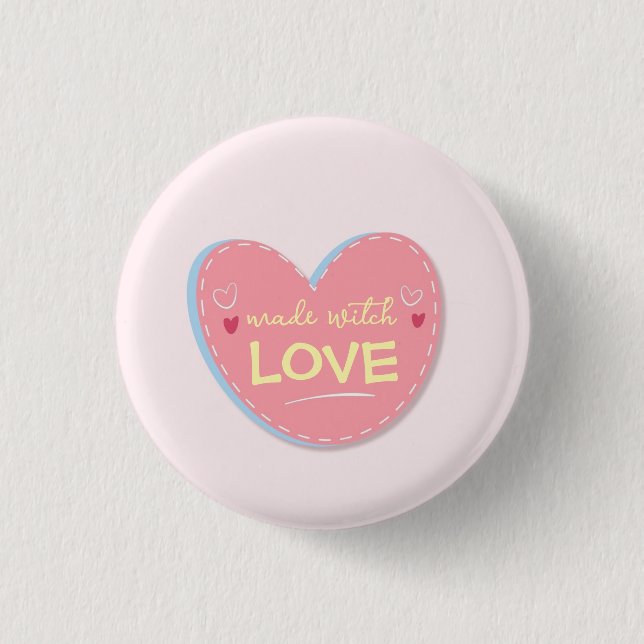 Mit Liebe Gemachter Button Cute Pink Herz Liebe Ab (Vorderseite)