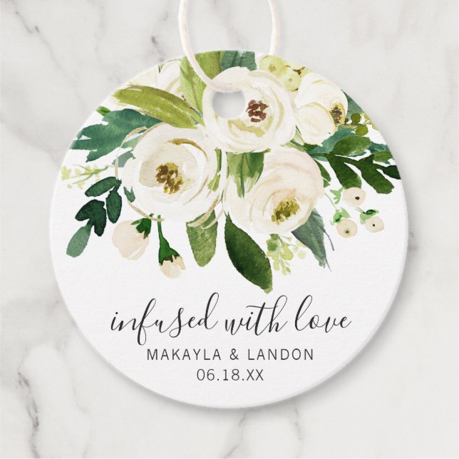 Mit Liebe geschmückt, elegant und blumengeschmückt Geschenkanhänger (Vorderseite)