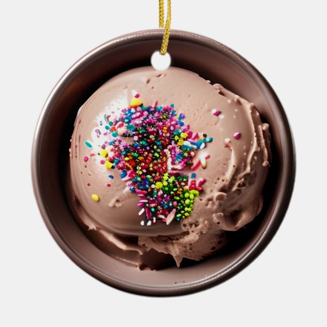 mit Liebe gesprenkelt | Schokolade Eiscreme Christ Keramik Ornament (Vorne)
