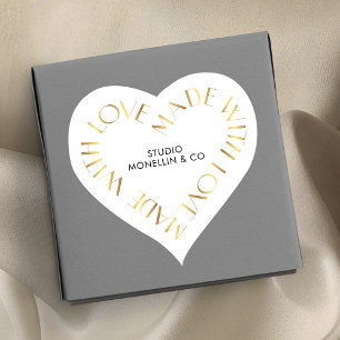 Mit Liebe Gold Effekt Business Packaging gemacht Herz-Aufkleber