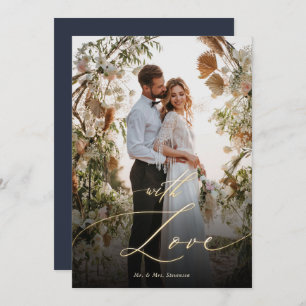Mit Liebe Gold Script Wedding Foto Dankeskarte