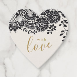 Mit Liebe goldschwarz elegant Vintage Spitze Geschenkanhänger