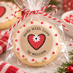 Mit Liebe Handgemacht Kraft Personalisiert Runder Aufkleber