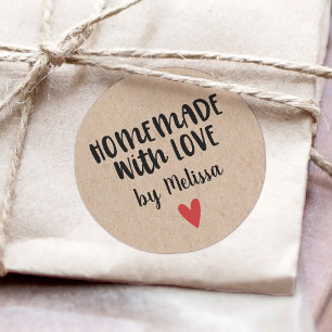 Mit Liebe Handgemacht Kraft Personalisiert Runder Aufkleber