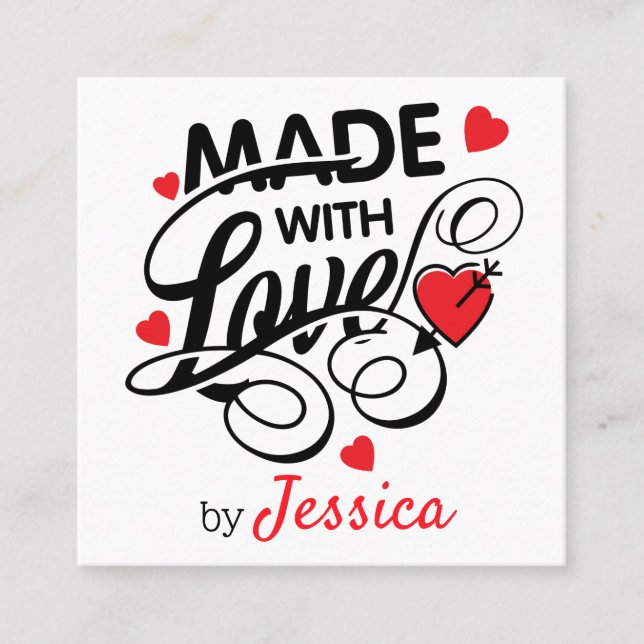 Mit Liebe Hearts Business Card Quadratische Visitenkarte (Vorderseite)