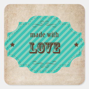 Mit Liebe hergestellt - gebackene Goodies Quadratischer Aufkleber