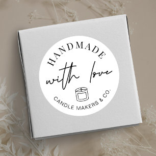 Mit Liebe Hergestellte Einfache Minimalistische Ke Runder Aufkleber