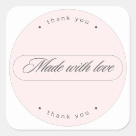 Mit Liebe Hergestellter Minimalistischer Dankeschö Quadratischer Aufkleber