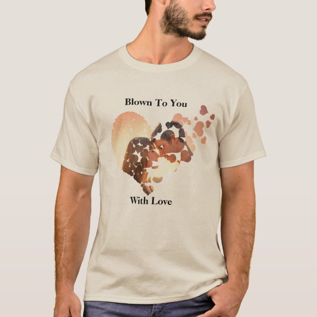 Mit Liebe Herzrahmen Foto Sand geblasen T-Shirt (Vorderseite)