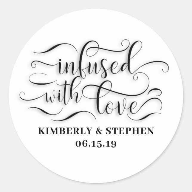 mit Liebe-Hochzeit infiziert Runder Aufkleber (Vorderseite)