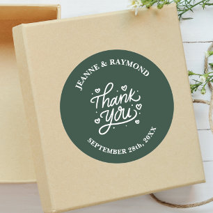 Mit Liebe Hochzeit Vielen Dank für Sage Green Runder Aufkleber