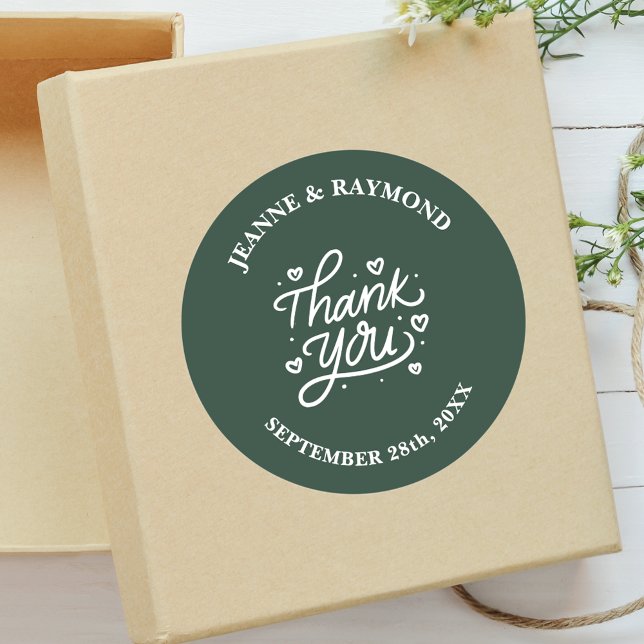 Mit Liebe Hochzeit Vielen Dank für Sage Green Runder Aufkleber (Von Creator hochgeladen)