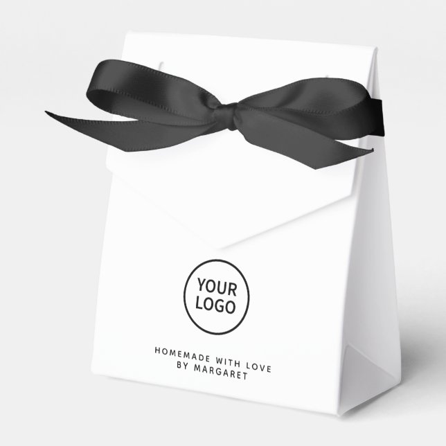 Mit Liebe Ihr eigenes Logo schwarze Schleife Geschenkschachtel (Vorderseite)