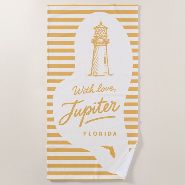 Mit Liebe Jupiter Leuchtturm Strandhandtuch (Vorderseite)
