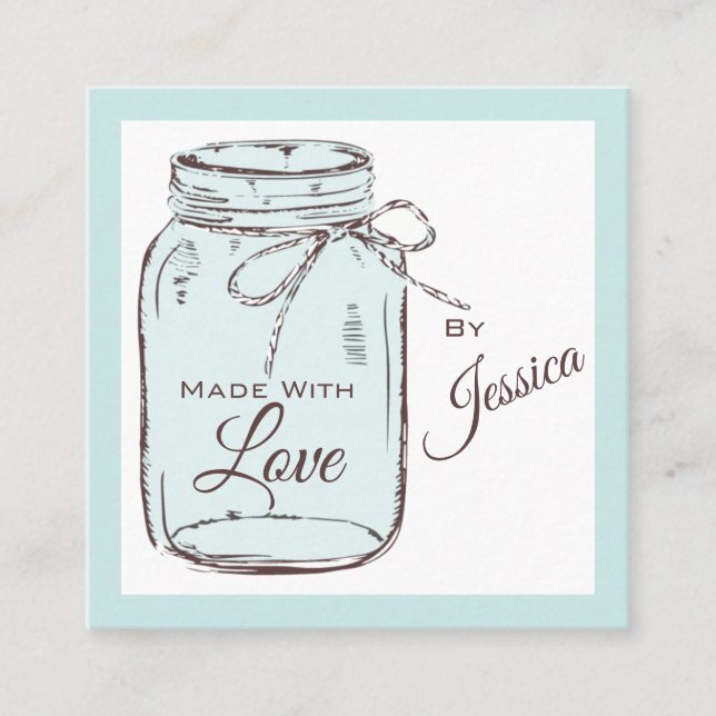 Mit Liebe Mason Jar Business Card Quadratische Visitenkarte (Vorderseite)