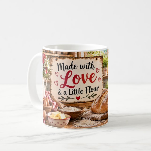 Mit Liebe & Mehl gebackene Tasse (Vorderseite Links)