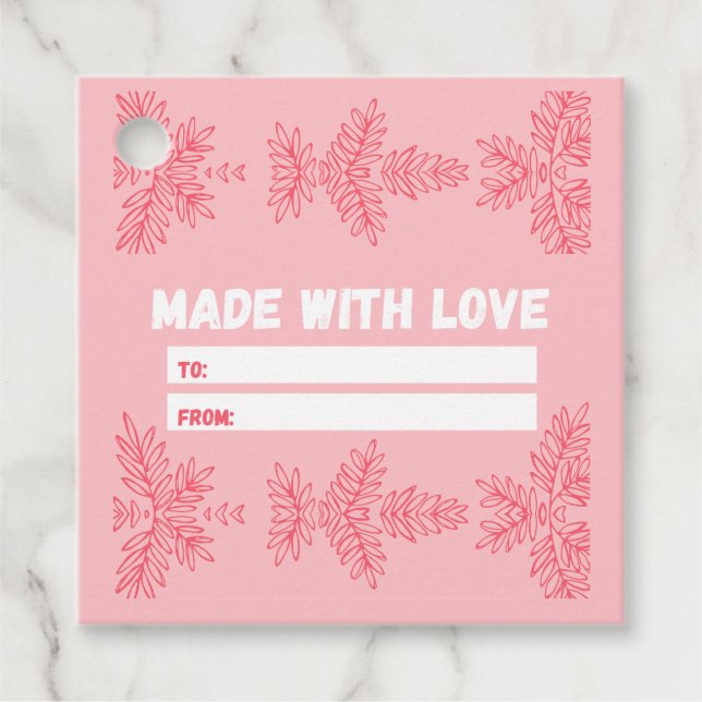 Mit Liebe mit Pfirsichblütenmotiv Geschenkanhänger (Vorderseite)