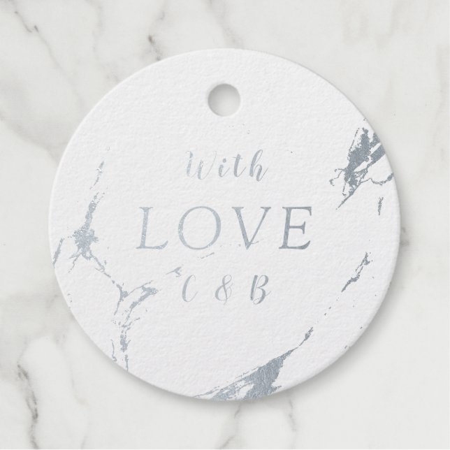 Mit Liebe moderne Marmorhochzeit Geschenkanhänger (Vorderseite)