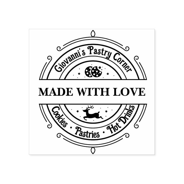 Mit Liebe Modernes Retro Rot Gummistempel (Prägung)