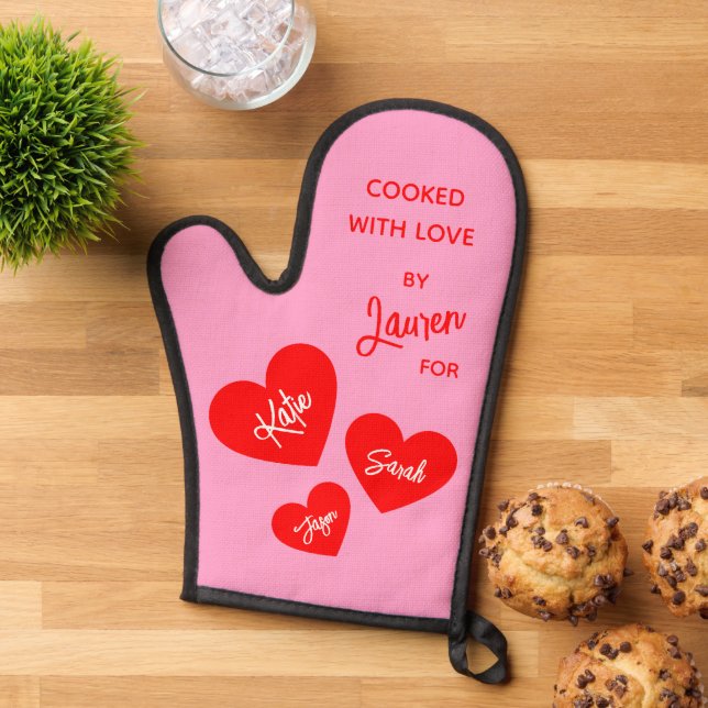 Mit Liebe Personalisiert rosa gekocht Ofenhandschuh (Oben unten)