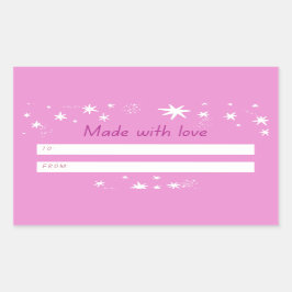 Mit Liebe pink & stars Rechteckiger Aufkleber
