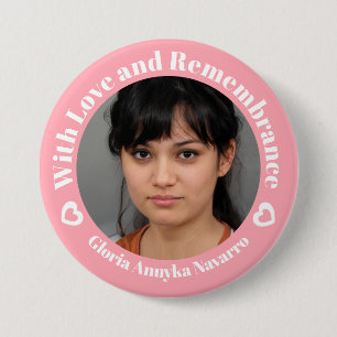 Mit Liebe pink zwei weiße Herzen Foto Erinnerung Button