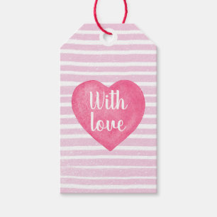 Mit Liebe rosa Herzstreifen Geschenkmarke Geschenkanhänger